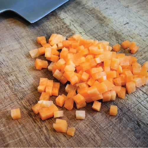 Carrots- Brunoise (Chopped)